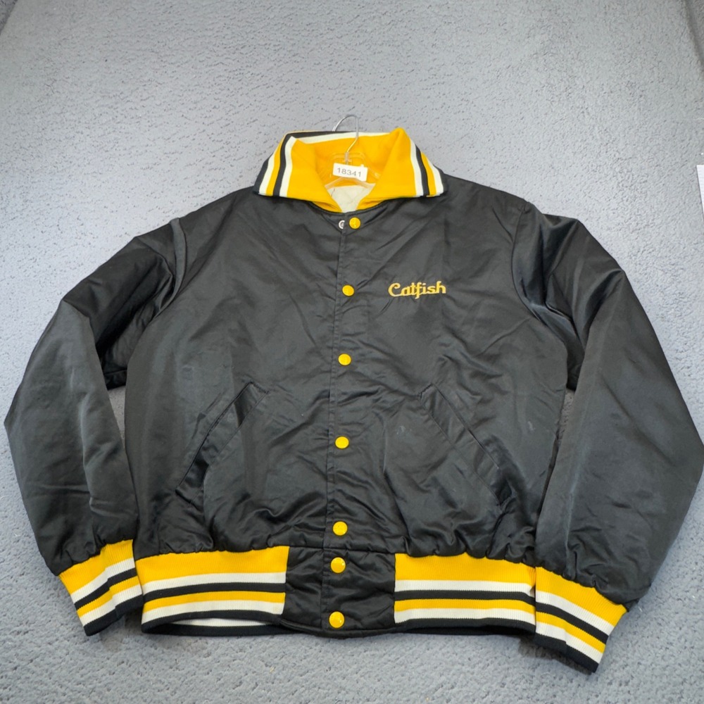 Vintage Fifth‎ Ave Softball Jacket Mens Large Satin Bomber Beer League Catfish
